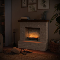 Cheminée électrique à bougies parfumées - ROLF Zenflame - Effets flammes et crépitement - blanc - TAGU