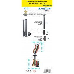 Kit de raccordement droit pour poêle à pellets – inox AISI 316L noir – Ø100 – avec longueurs droites, rallonge ajustable, té 90° - An Camini France