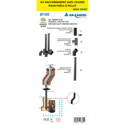 Kit de raccordement avec coudes pour poêle à pellets – inox AISI 316L peint noir – Ø100 – avec rallonge, té 90° et coudes 45° - An Camini France