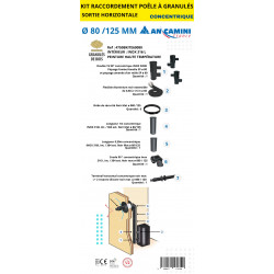 Kit raccordement concentrique Ø80/125 mm pour poêle à granulés – sortie horizontale – inox 316L - An Camini France