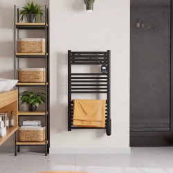 Sèche-serviettes électrique à inertie fluide – Actibain 500 W – tubes ronds – thermostat électronique – noir - Noirot