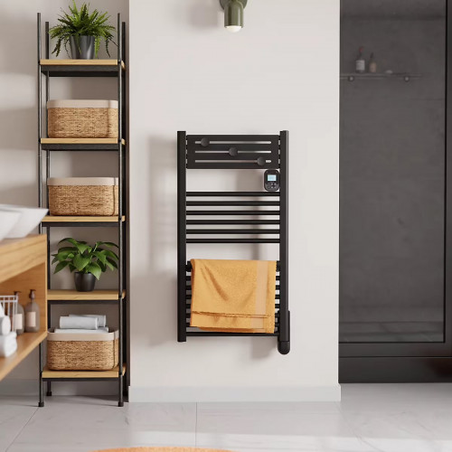 Sèche-serviettes électrique à inertie fluide – Actibain 500 W – tubes ronds – thermostat électronique – noir - Noirot