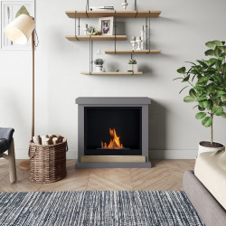 Cheminée bioéthanol - FreeFlame HAGEN - flamme réelle sans conduit - grise - TAGU