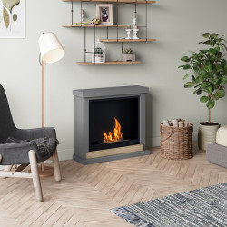 Cheminée bioéthanol - FreeFlame HAGEN - flamme réelle sans conduit - grise - TAGU