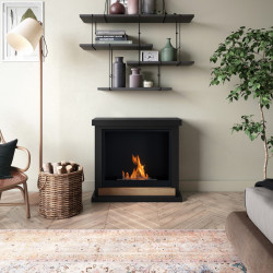 Cheminée bioéthanol - FreeFlame HAGEN - flamme réelle sans conduit - noire - TAGU