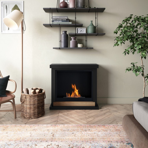 Cheminée bioéthanol - FreeFlame HAGEN - flamme réelle sans conduit - noire - TAGU