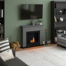 Cheminée bioéthanol - FreeFlame LARSEN - flamme réelle sans conduit - grise - TAGU