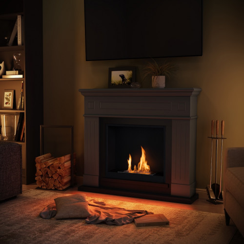 Cheminée bioéthanol - FreeFlame LARSEN - flamme réelle sans conduit - grise - TAGU