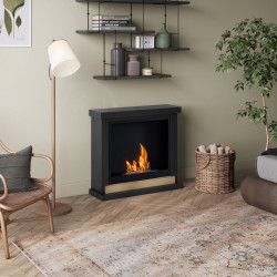 Cheminée bioéthanol - FreeFlame LARSEN - flamme réelle sans conduit - noire - TAGU