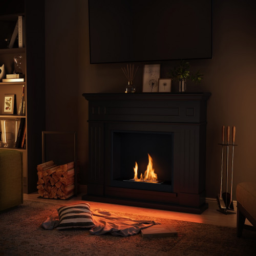 Cheminée bioéthanol - FreeFlame LARSEN - flamme réelle sans conduit - noire - TAGU