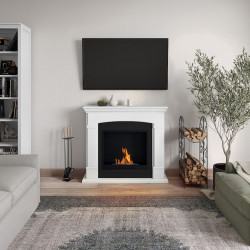 Cheminée bioéthanol - FreeFlame HELMI - flamme réelle sans conduit - blanche - TAGU