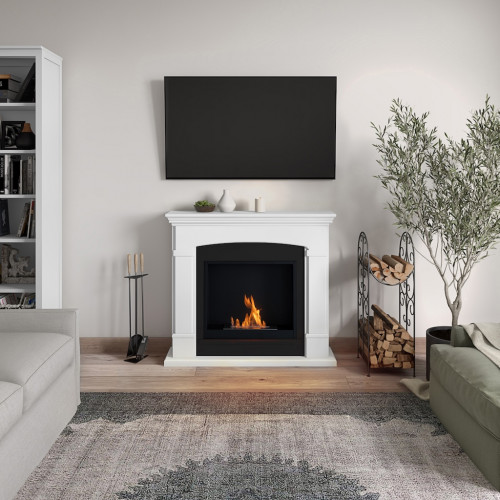 Cheminée bioéthanol - FreeFlame HELMI - flamme réelle sans conduit - blanche - TAGU