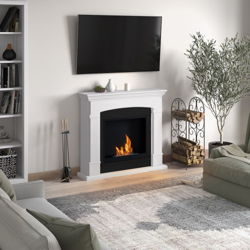 Cheminée bioéthanol - FreeFlame HELMI - flamme réelle sans conduit - blanche - TAGU