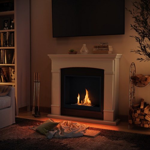 Cheminée bioéthanol - FreeFlame HELMI - flamme réelle sans conduit - blanche - TAGU