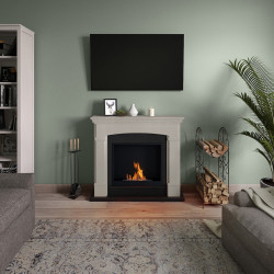 Cheminée bioéthanol - FreeFlame HELMI - flamme réelle sans conduit - beige - TAGU