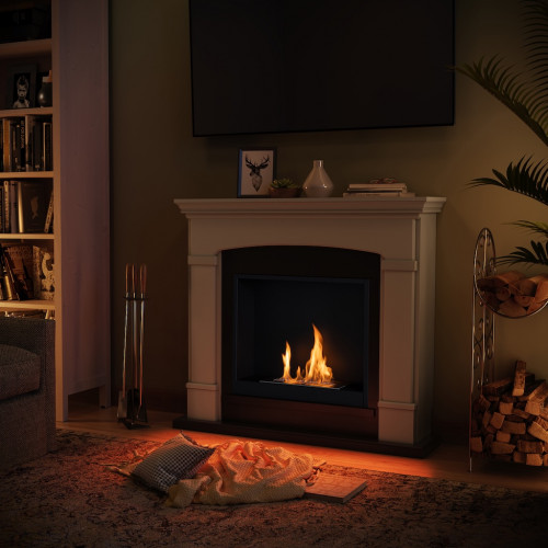 Cheminée bioéthanol - FreeFlame HELMI - flamme réelle sans conduit - beige - TAGU