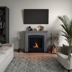 Cheminée bioéthanol - FreeFlame HELMI - flamme réelle sans conduit - grise - TAGU