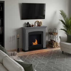 Cheminée bioéthanol - FreeFlame HELMI - flamme réelle sans conduit - grise - TAGU