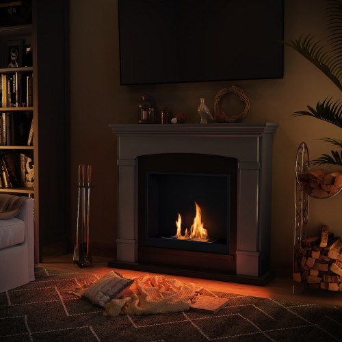 Cheminée bioéthanol - FreeFlame HELMI - flamme réelle sans conduit - grise - TAGU