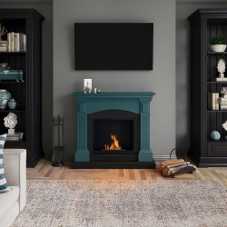 Cheminée bioéthanol - FreeFlame MAGNA - flamme réelle sans conduit - Turquoise - TAGU