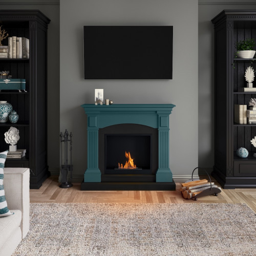 Cheminée bioéthanol - FreeFlame MAGNA - flamme réelle sans conduit - Turquoise - TAGU