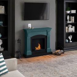 Cheminée bioéthanol - FreeFlame MAGNA - flamme réelle sans conduit - Turquoise - TAGU