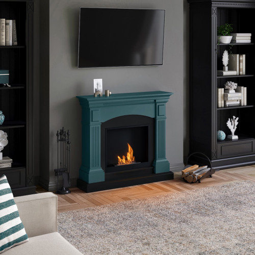 Cheminée bioéthanol - FreeFlame MAGNA - flamme réelle sans conduit - Turquoise - TAGU