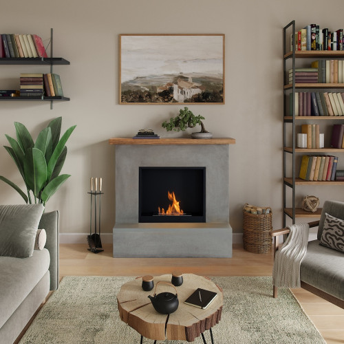 Cheminée bioéthanol - FreeFlame ROLF - flamme réelle sans conduit - grise - TAGU