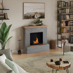 Cheminée bioéthanol - FreeFlame ROLF - flamme réelle sans conduit - grise - TAGU