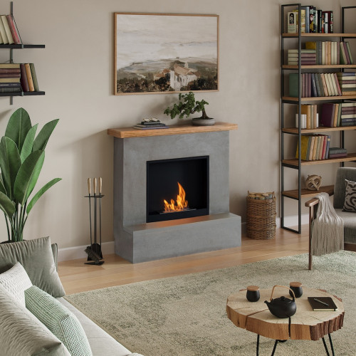 Cheminée bioéthanol - FreeFlame ROLF - flamme réelle sans conduit - grise - TAGU