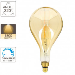 Ampoule filament LED compatible variateur, globe 200mm E27, 8W - 800Lm 1800K - XANLITE