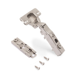 Lot de 20 charnières droites X91 à fermeture amortie avec embases droite à visser - Hauteur 1 - Acier - Nickelé - EMUCA