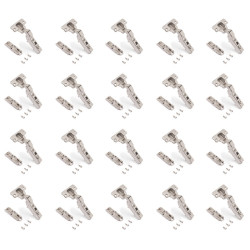 Lot de 20 charnières coudées X91 à fermeture amortie avec embases droite à visser - Hauteur 1 - Acier - Nickelé - EMUCA