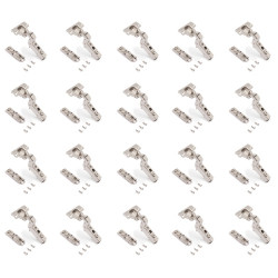 Lot de 20 charnières super coudées X91 à fermeture amortie avec embases droite à visser - Hauteur 1 - Acier - Nickelé - EMUCA