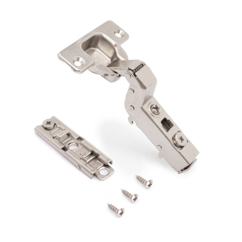 Lot de 20 charnières super coudées X91 à fermeture amortie avec embases droite à visser -  Hauteur 1 -  Acier -  Nickelé - EMUCA