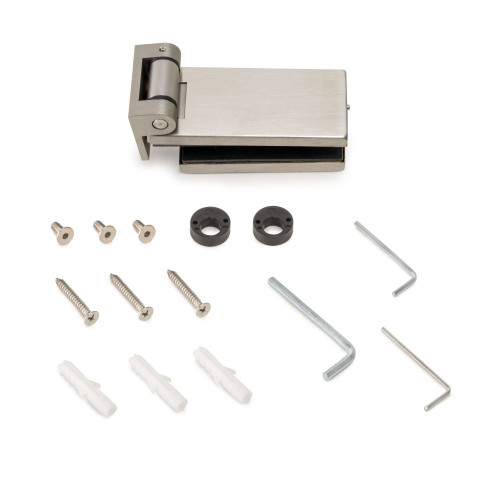 Charnière pour porte en verre avec garniture en acier inoxydable -  charnière horizontale avec embout de 34mm -  pour porte de 8 - EMUCA