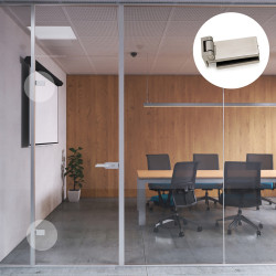 Charnière pour porte en verre avec garniture en acier inoxydable - charnière horizontale avec embout de 34mm - pour porte de 8 - EMUCA