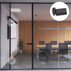 Charnière pour porte en verre avec garniture - charnière horizontale avec embout de 40mm - pour porte de 8-12mm - aluminium e - EMUCA