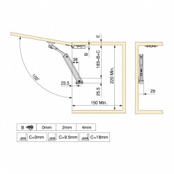 Compas pour portes levantes Altius One -  Gamme de force 576-959 -  Acier -  Nickelé - EMUCA