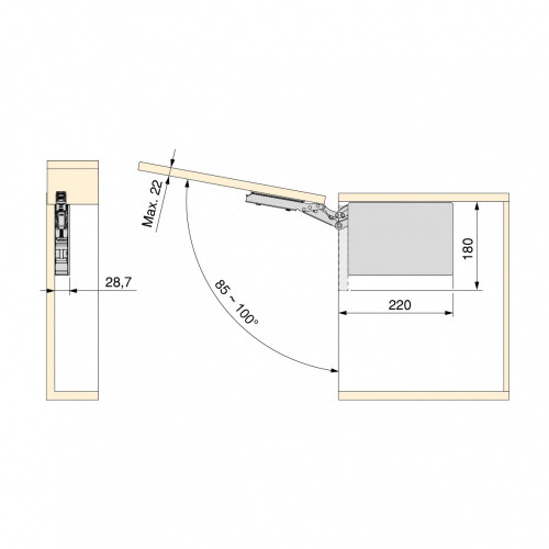 Compas pour portes relevables Altius Lift -  Relevable 560-1800 (L (low)) -  Acier et plastique -  Blanc - EMUCA