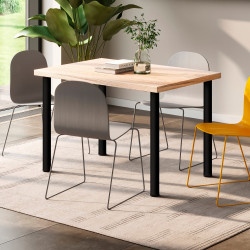 Lot de 4 pieds de table - diamètre 60mm - H 830mm - Acier - Peint en noir - EMUCA