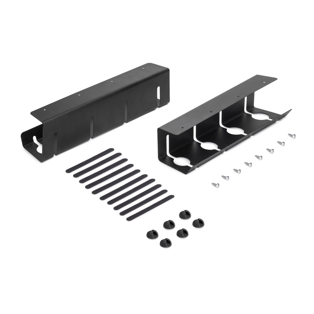 Lot de 2 Chemin de câbles sous le bureau - Longueur 430 mm - Acier - Peint en noir