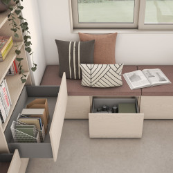 Tiroir extérieur Vertex avec réglages 3D hauteur 93mm -  40kg -  profondeur 350mm -  Acier -  Peint en aluminium - EMUCA