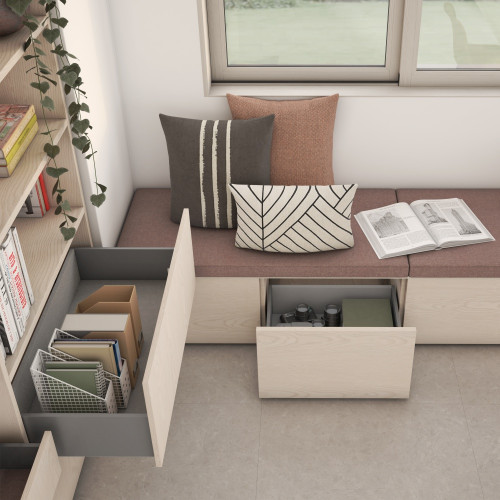 Tiroir extérieur Vertex avec réglages 3D hauteur 131mm -  40kg -  profondeur 500mm -  Acier -  Peint en aluminium - EMUCA