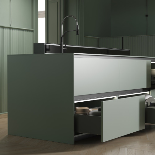 Tiroir extérieur Vertex avec réglages 3D hauteur 178mm -  40kg -  profondeur 450mm -  Acier -  Gris antracite - EMUCA