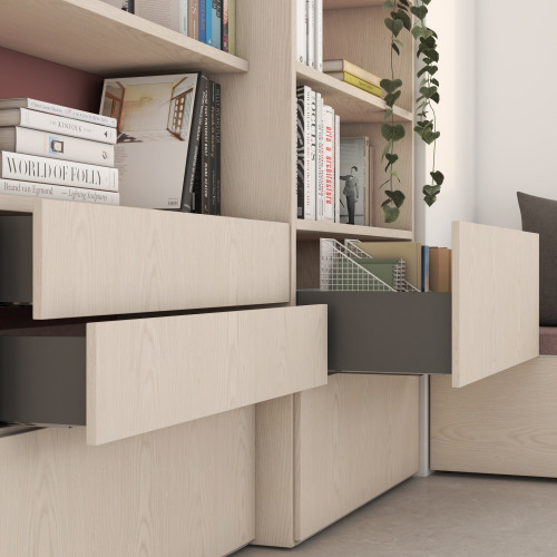 Tiroir extérieur Vertex avec réglages 3D hauteur 93mm -  40kg -  profondeur 400mm -  Acier -  Peint en aluminium - EMUCA