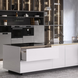 Tiroir extérieur Vertex avec réglages 3D hauteur 131mm -  40kg -  profondeur 550mm -  Acier -  Peint en blanc - EMUCA