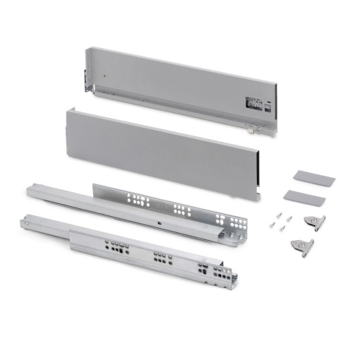 Tiroir extérieur Vertex avec réglages 3D hauteur 131mm -  40kg -  profondeur 550mm -  Acier -  Gris anthracite - EMUCA