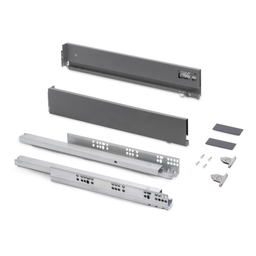 Tiroir extérieur Vertex avec réglages 3D hauteur 83mm -  40kg -  profondeur 450mm -  Acier -  Gris antracite - EMUCA