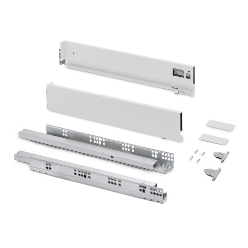 Tiroir extérieur Vertex avec réglages 3D hauteur 93mm -  60kg -  profondeur 500mm -  acier -  Peint en blanc - EMUCA